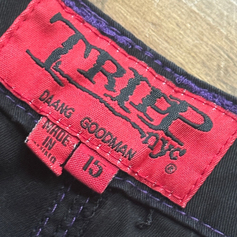 Tripp NYC Punk Black and Purple Lace Up Side Detail Pants | Size 15 | RARE - Picture 9 of 10
